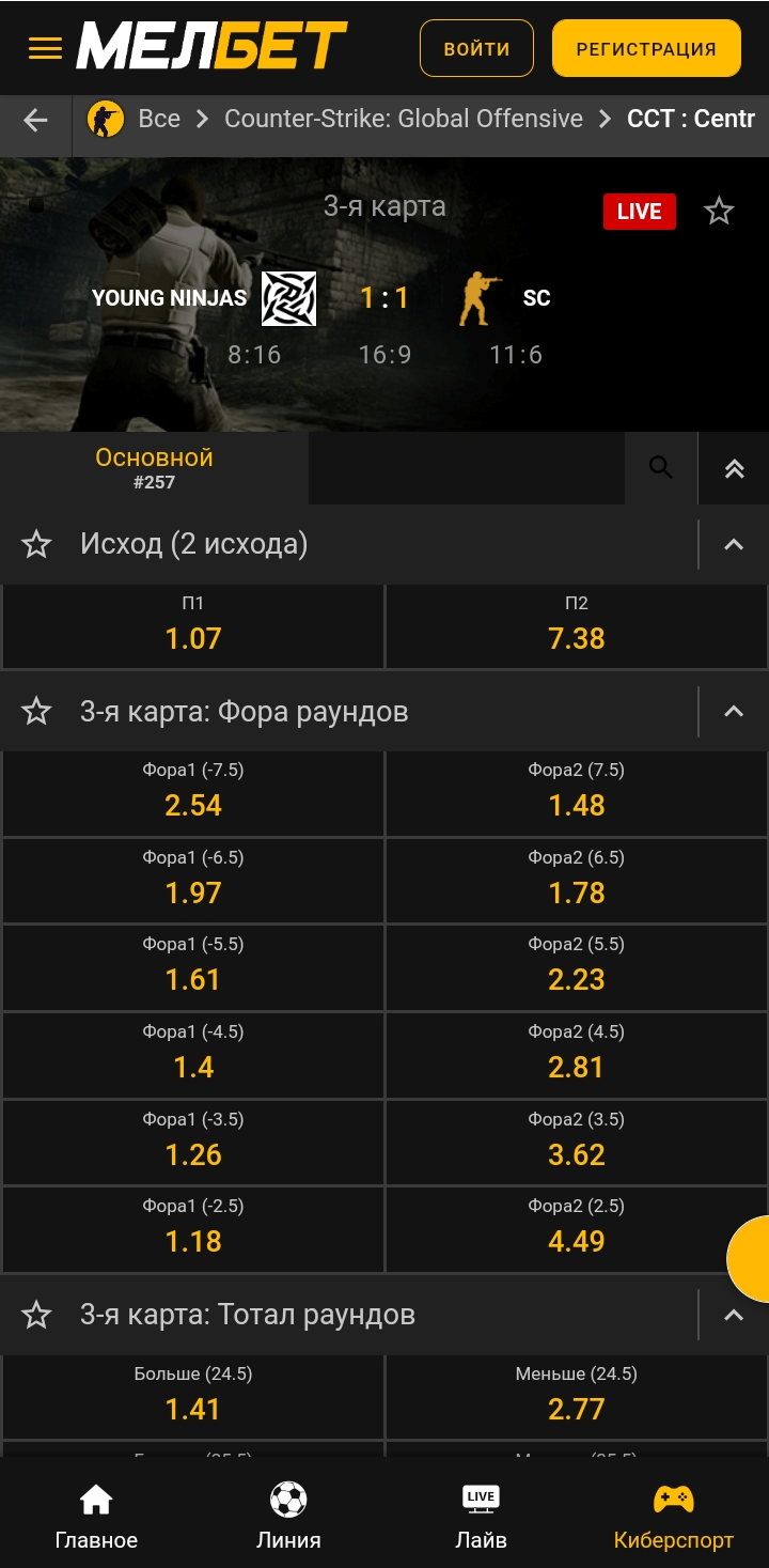 Роспись на киберспорт в Live в БК «Мелбет»