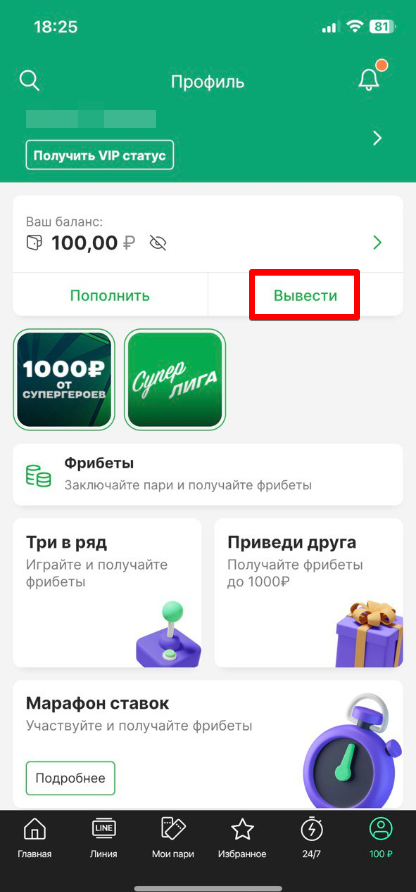 Личный кабинет, Кнопка «Вывести», Выбор способа вывода, Оформление заявки на выплату