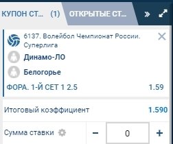 Ф1(+2.5) в волейболе