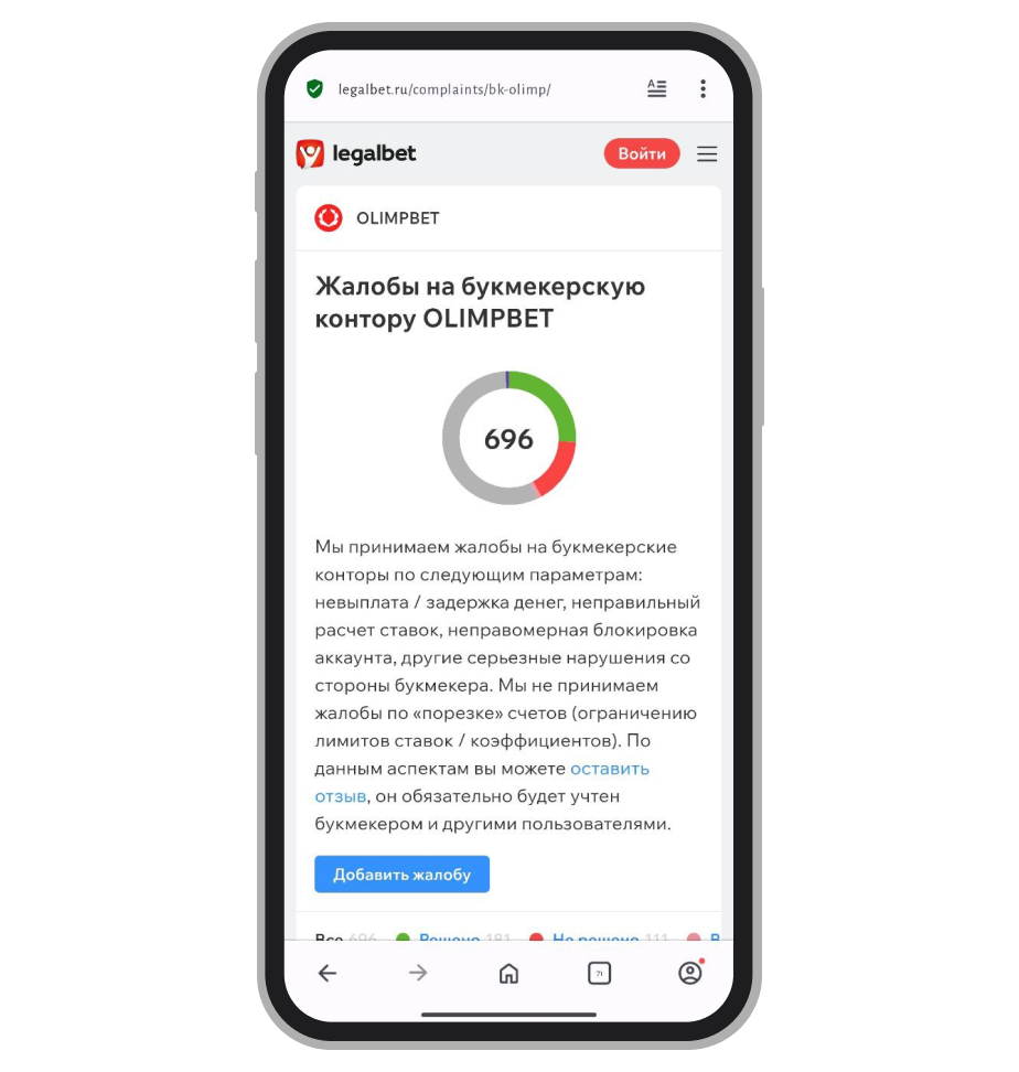 Страница жалоб на Olimpbet
