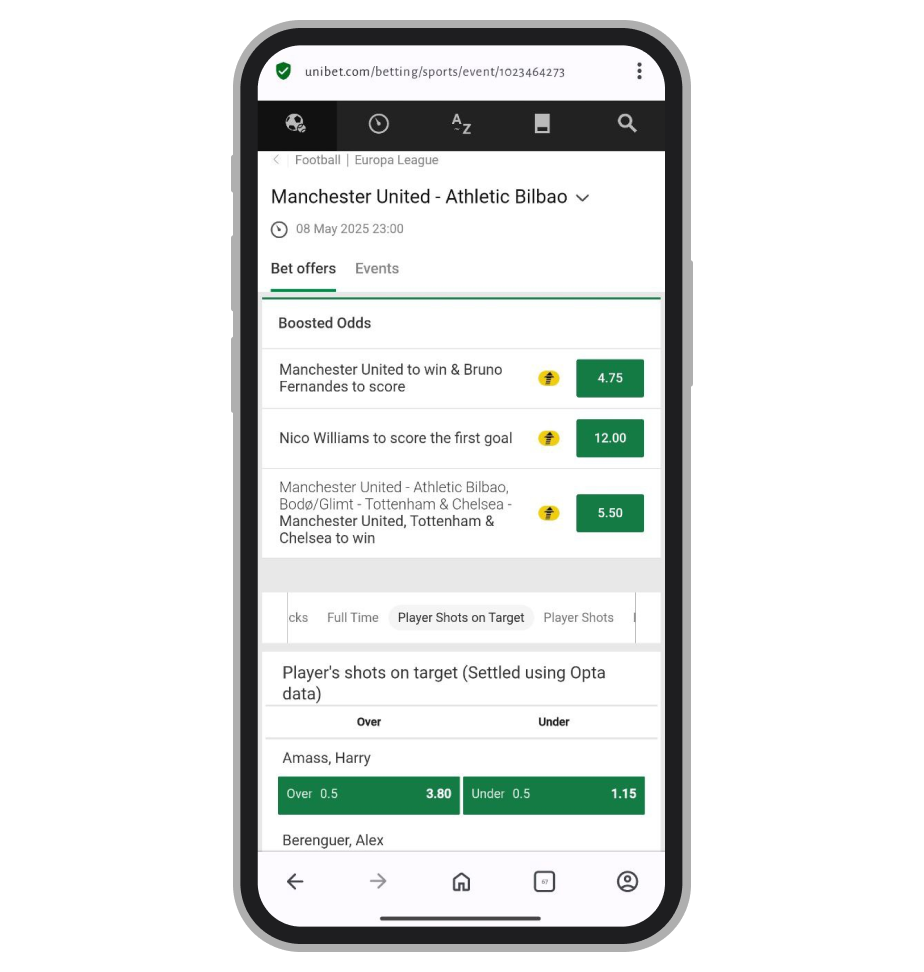 Ставки на статистику с использованием Opta в Unibet