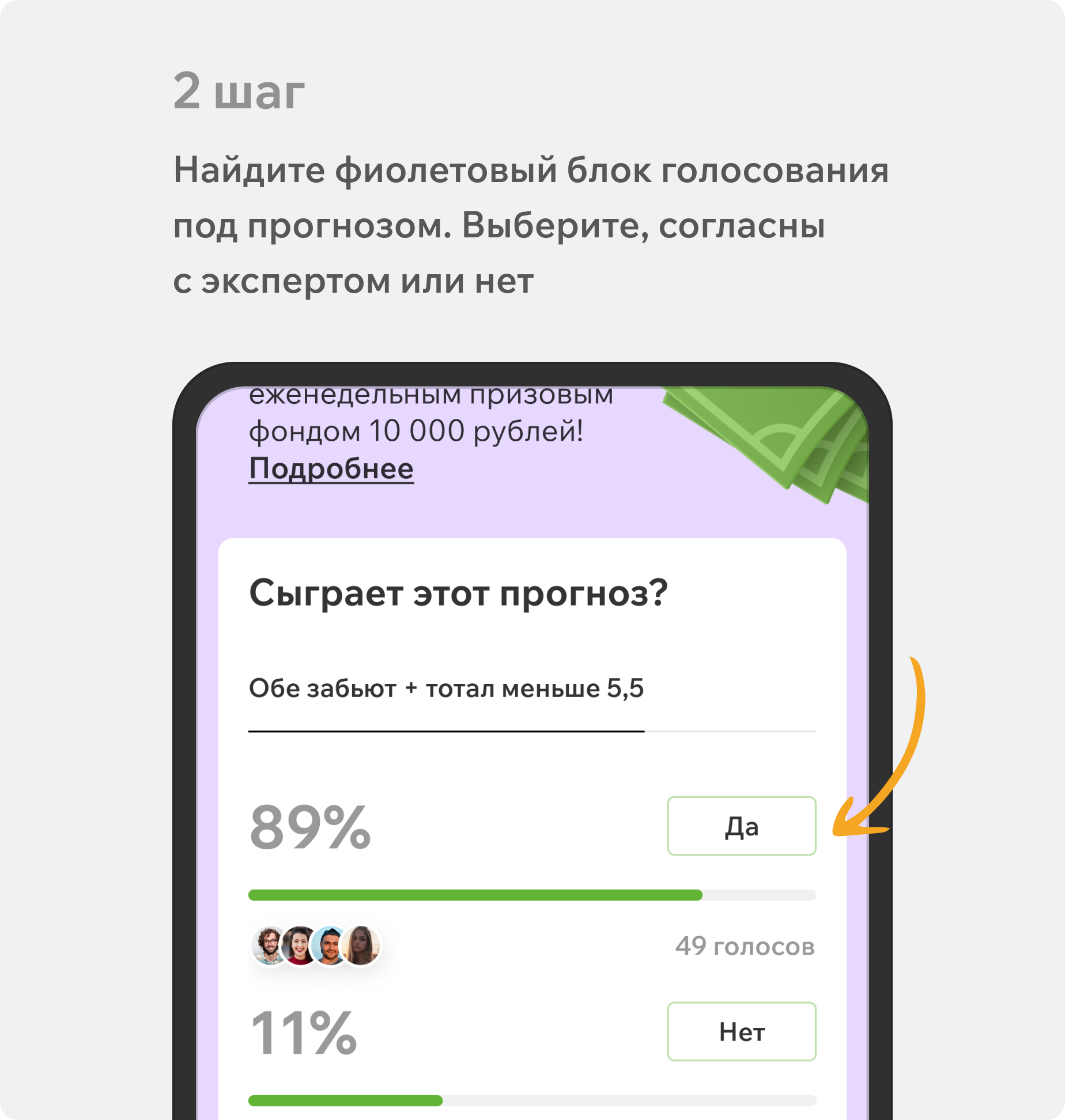 Блок голосования за прогноз.