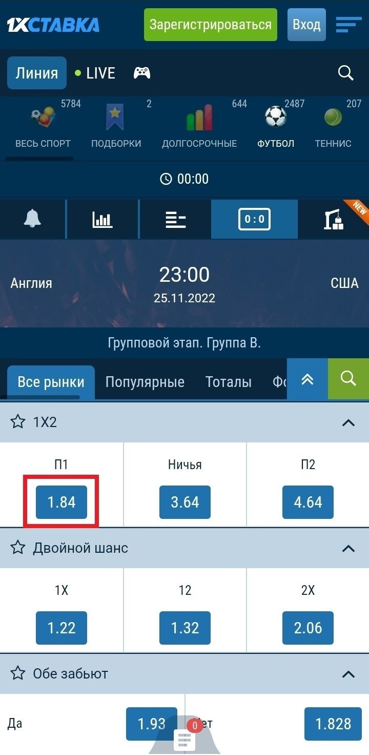 Одиночная ставка на чемпионат мира 