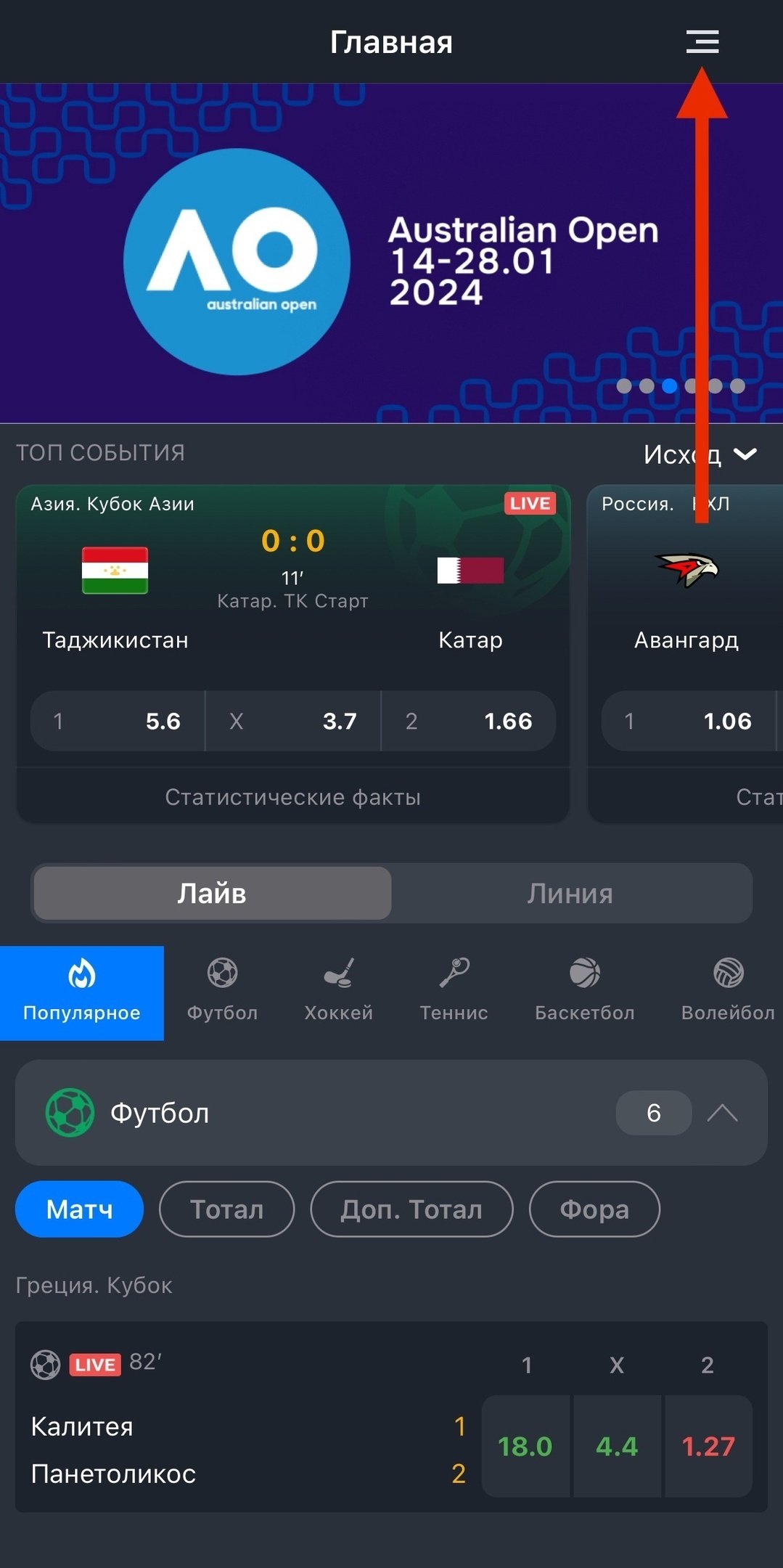 Регистрация в приложении Baltbet