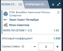 Ф1(-2.5) в волейболе