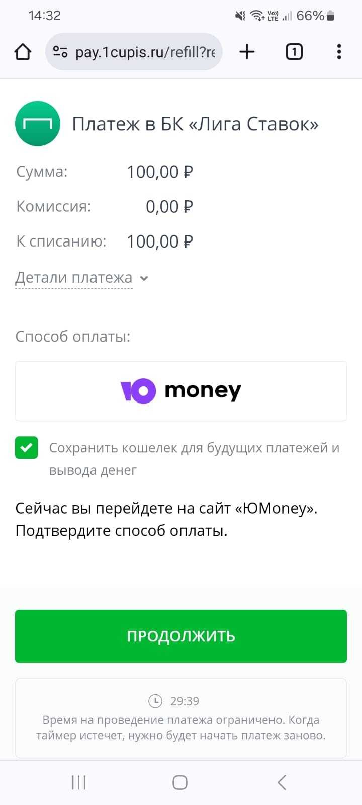 Образец платежа через Первый ЦУПИС
