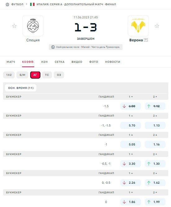 Варианты ставок на фору