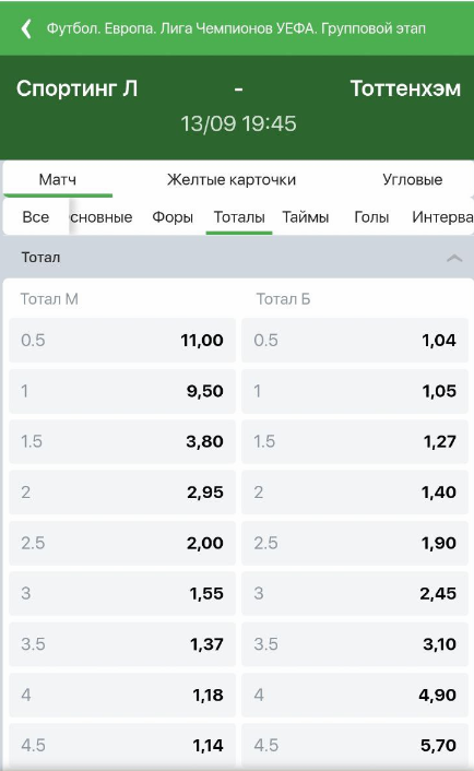 Ставки на общий тотал