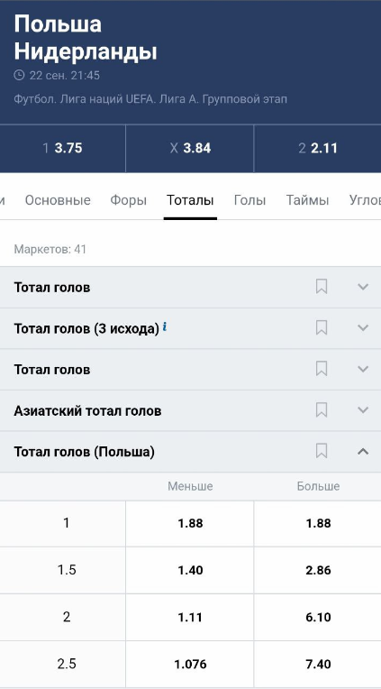 Ставки на индивидуальный тотал