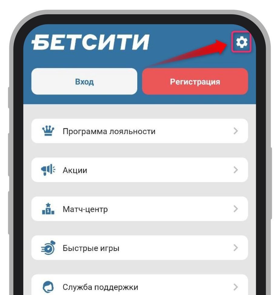 Кнопка настроек в профиле