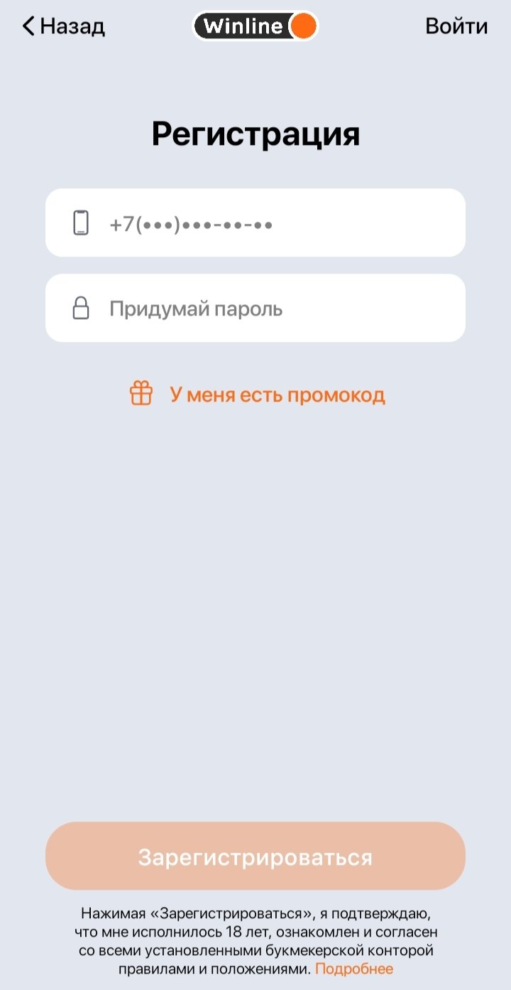 Регистрационная форма в мобильном приложении