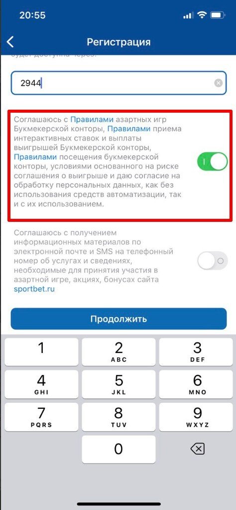 Согласие с правилами БК